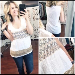 White tank with sequin detail